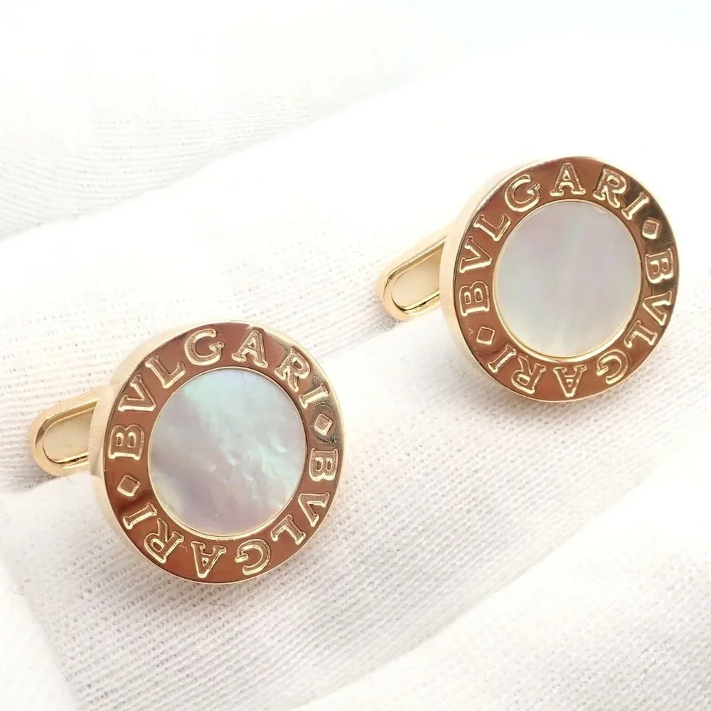 Authentic! Bvlgari Bulgari 18k Yellow Gold Multicenter Cufflink Kit Set